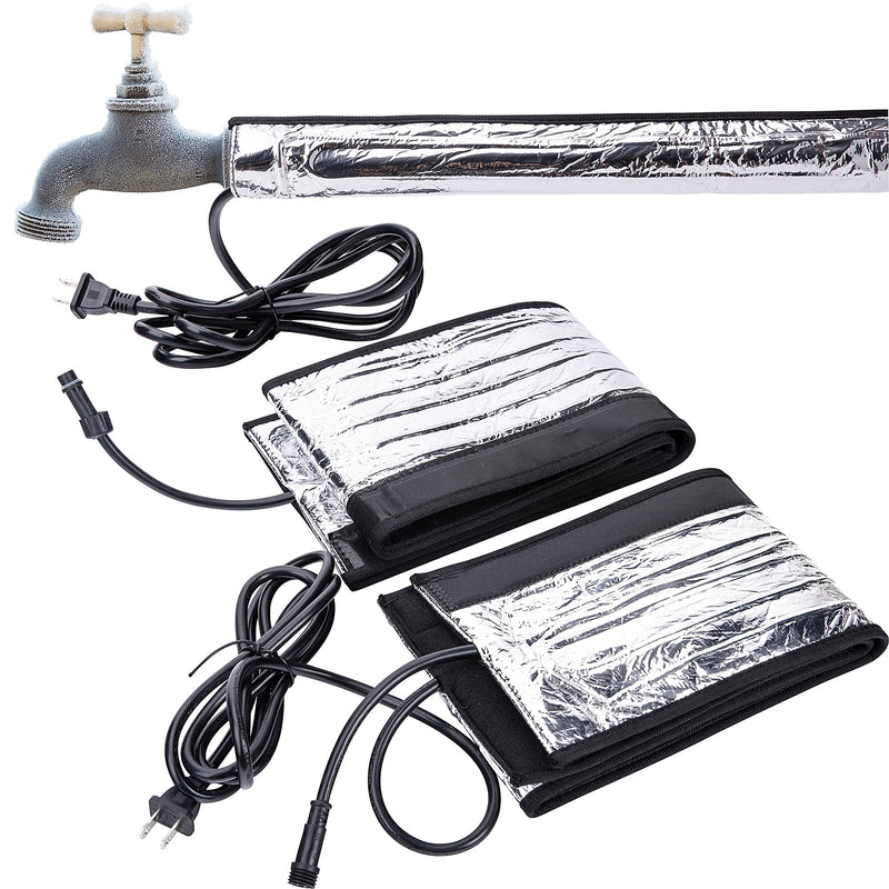 codree 2 Pcs Water Pipe Heat Blanket - 38.5" x 6" Water Pipe Heat Tape - Aluminum Foil Freeze Protection Heating Cable for Metal & Plastic Pipes, 110V, Max Temp 60˚