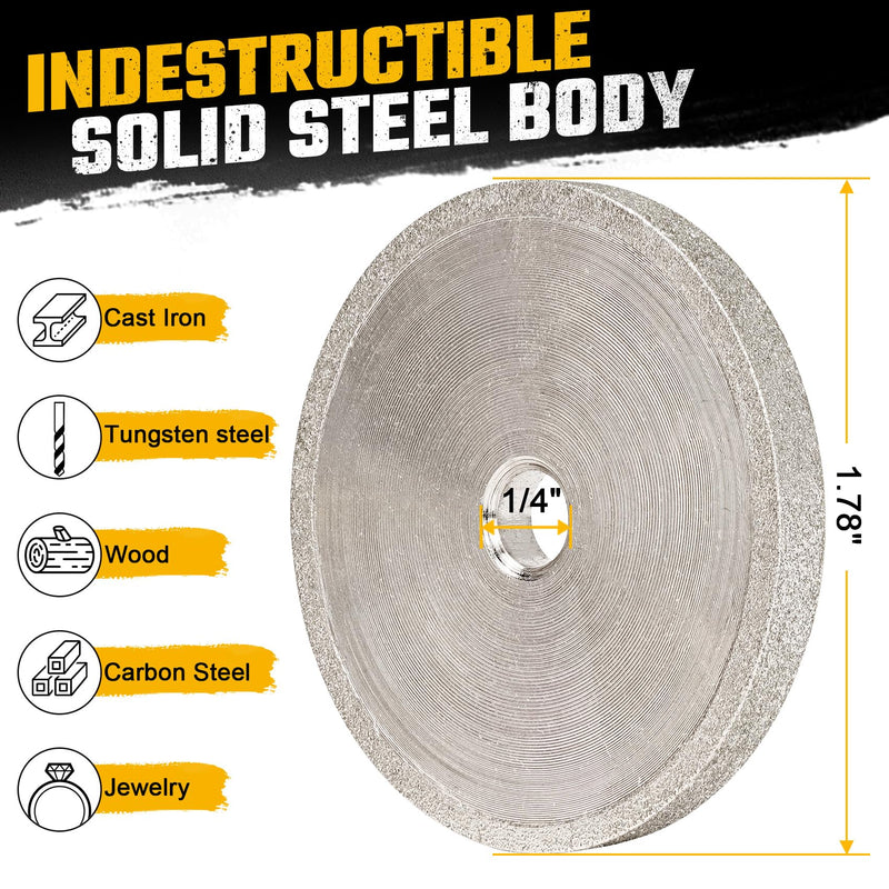 [Australia - AusPower] - 1-4/5 Inch Bench Grinding Wheel for Die Grinder Diamond Grinding Stone for General Purpose Metal & DIY Craft, 3/8 Arbor, 150 Grit, Carbide Bench Grinder Wheel Drill Attachment, 1 Pack 