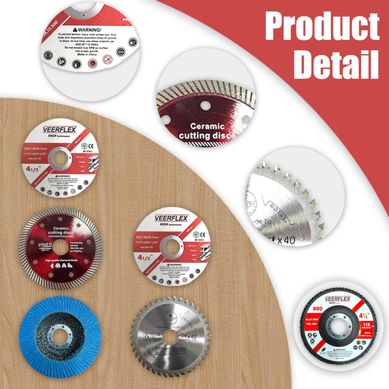 [Australia - AusPower] - Cutting Discs 115, Pack of 5 115 mm Cutting Disc, Metal Cutting Disc for 22.23 mm Bore, Angle Grinder Discs for Cutting Metal, Stone, Wood, Ceramic, Tile, Grinding, 115 x 22.23 mm 