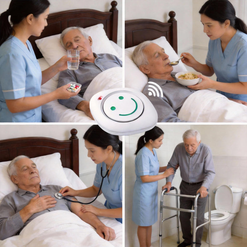 [Australia - AusPower] - Wireless Caregiver Pager, Touch-Sensitive Calling without Pressing, Ideal for Seniors with Limited Mobility, Specifically for Weak Hands or Difficulty Pressing Accurately. Dual Sound and Light Alerts. 