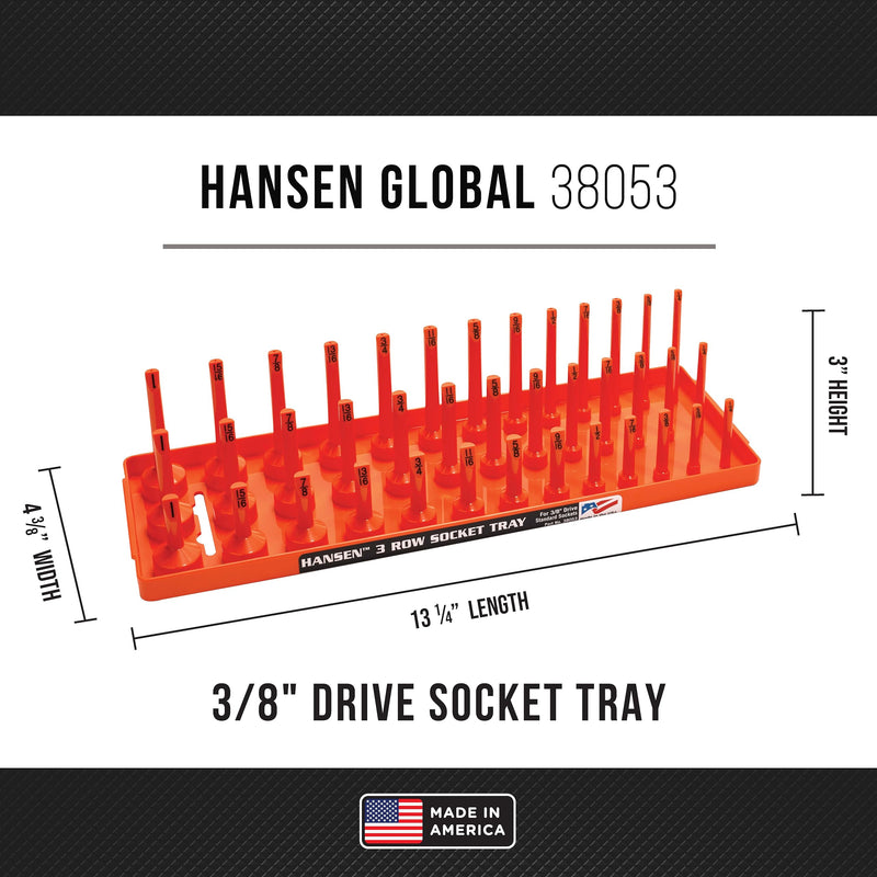 Hansen Global 3 Row Socket Holder, Orange, Pack of 4 (92005) Orange, 4 Pack