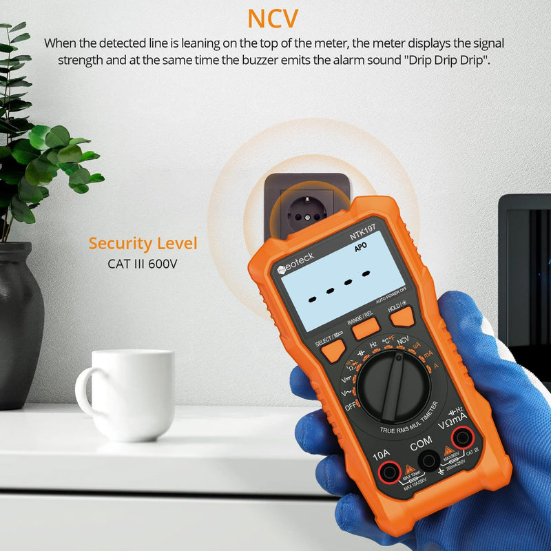 [Australia - AusPower] - Neoteck 2000 Counts Digital Multimeter Voltmeter Tester with NCV, LCD for AC/DC Voltage&Current, Resistance, Capacitance, Live Wire, Frequency, Temperature, Duty Cycle, Continuity, Diode Measuring 