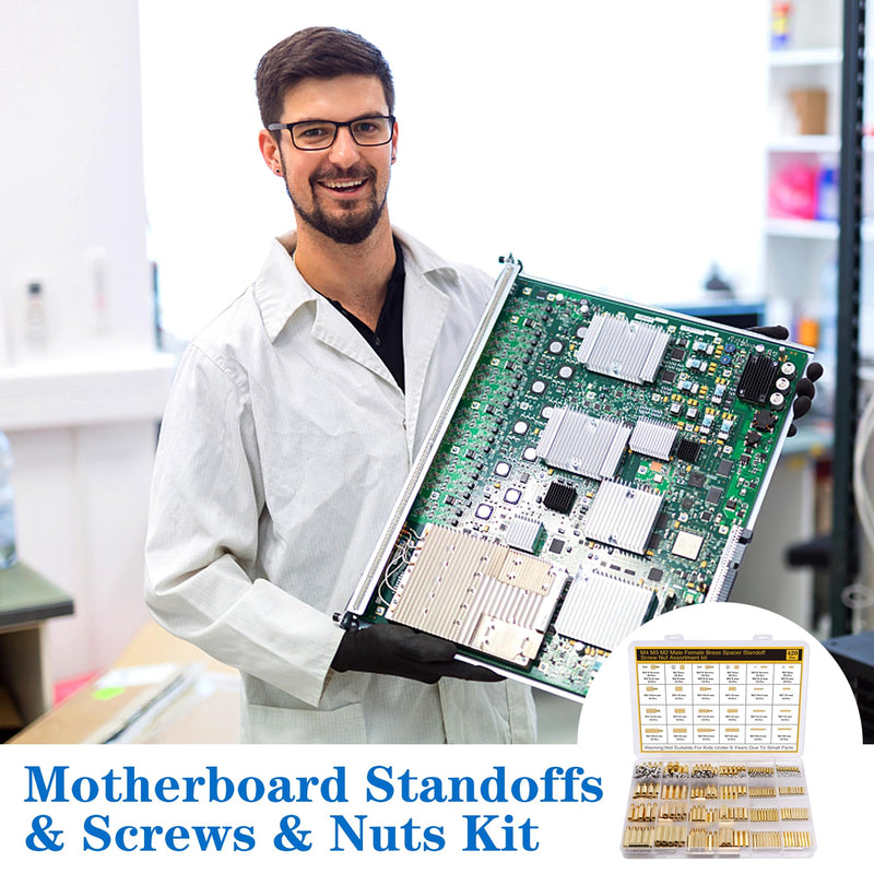 420Pcs M2 M3 M4 Motherboard Standoffs&Screws&Nuts Kit, Hex Male-Female Brass Spacer Standoffs, Laptop Screws for DIY Computer Build, Electronic Projects, Raspberry Pi, Circuit Board etc.