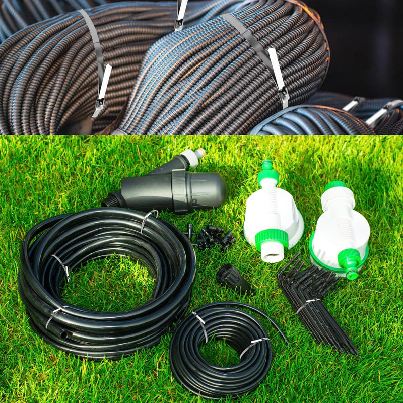 [Australia - AusPower] - 100-Pack Metal Zip Ties 11.8 inch, Heavy Duty 304 Stainless Steel Self-Locking Cable Ties for Outdoor Use, Multifunctional Cable Ties for Exhaust Wrap, Chain Link Fence Parts, Farms, Pipes 100pcs 