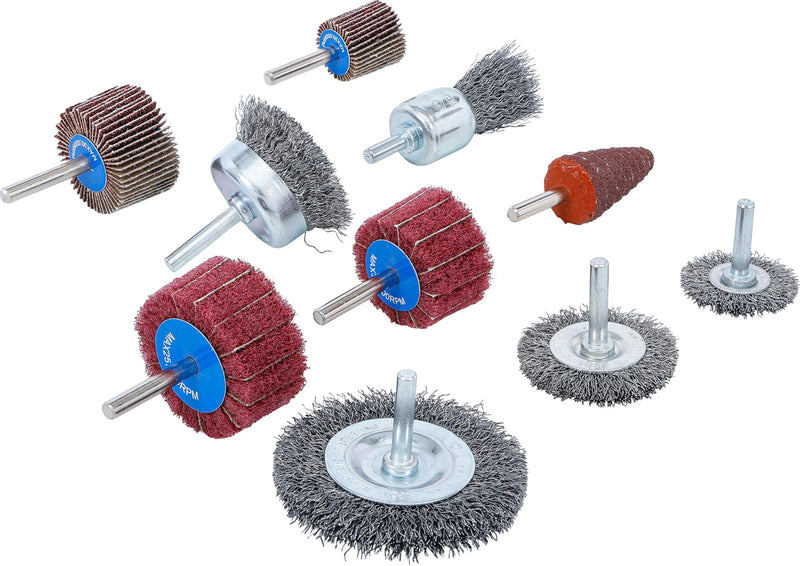 [Australia - AusPower] - BGS 74499 Brush and Grinding Flap Wheel Set 10 Pieces 