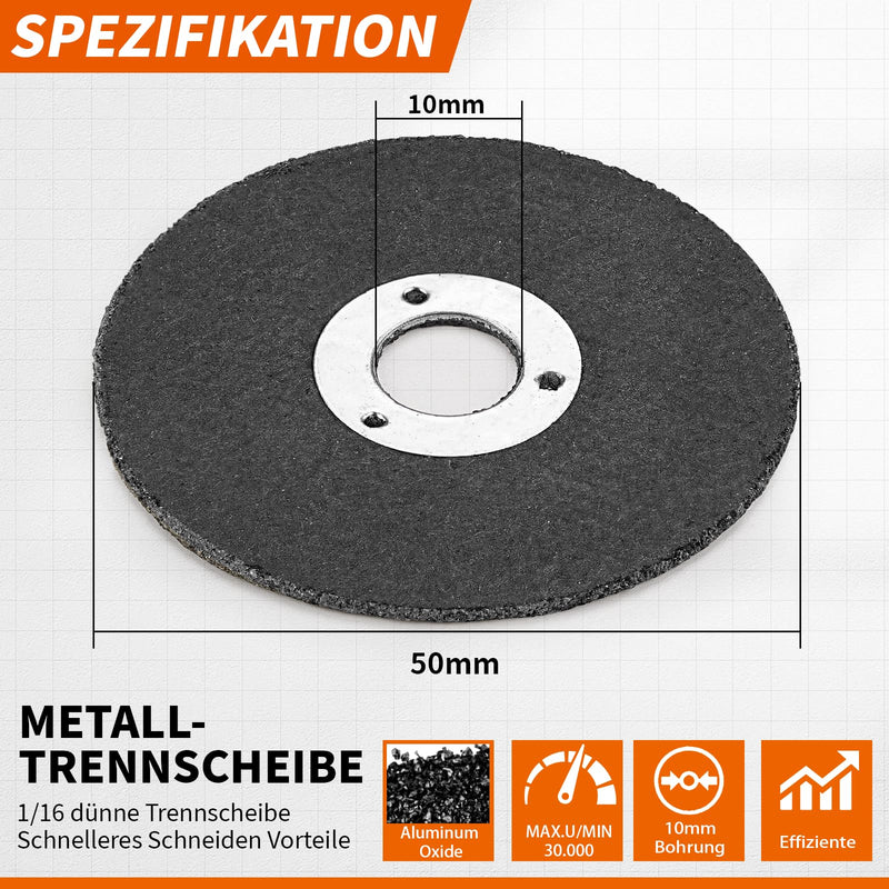 SI Fang Cutting Disc 50 mm Metal for Angle Grinder Pack of 10 | 50 x 1 x 10, stainless steel stainless steel 50 mm - 10 pieces