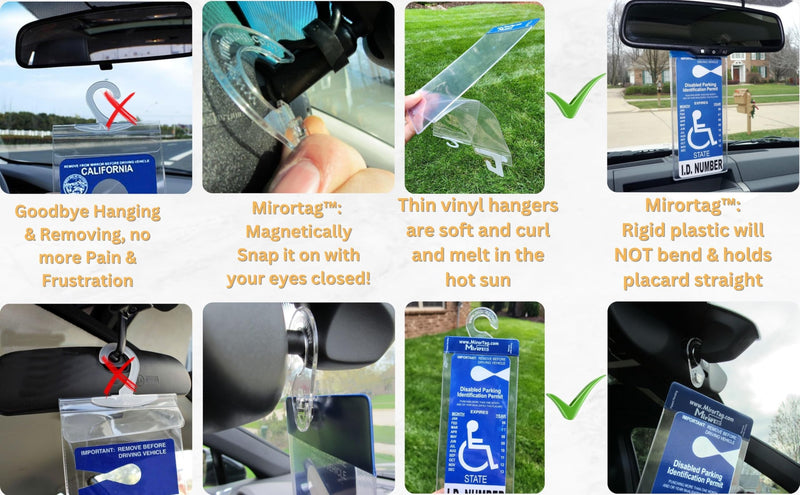 [Australia - AusPower] - Handicap Parking Placard Holder - Mirortag Silver by JL Safety, Magnetically Display & Put Away your Disabled Permit Tag with Eyes Closed. Made in USA 