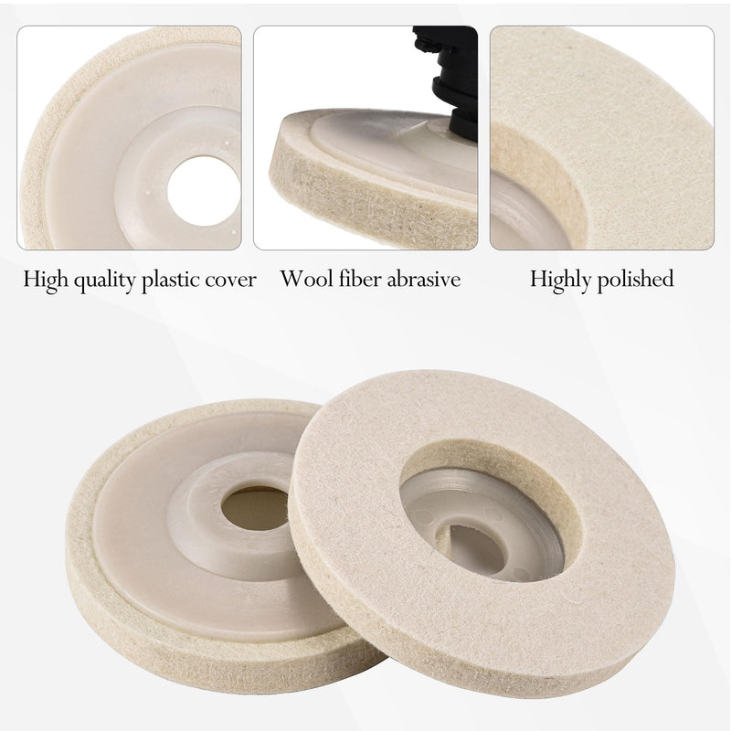 [Australia - AusPower] - Mornajina 10 Packs 4.5" x 7/8" Round Wool Felt Polishing Wheel Disc Pads Kit for Angle Grinder 7/8" (Model 115/125) for Metal, Marble, Furniture, Car Wax, Granite (12mm Thickness) 10Packs Wool Felt Polishing Disc 