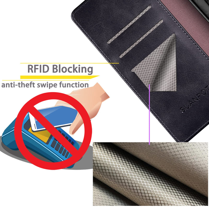[Australia - AusPower] - SUANPOT for Samsung Galaxy S24 5G Wallet case with RFID Blocking Credit Card Holder,Flip Book PU Leather Protective Cover Women Men for Samsung S24 Phone case Black 