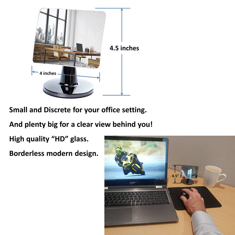 [Australia - AusPower] - Desk and Cubicle Mirror to see behind you, CONICAL SHAPED Stand with detachable Wide Angle real glass Mirror, SMALL & DISCRETE, beautiful design, perfect curvature for an exceptionally clear view Conical_Bronze 