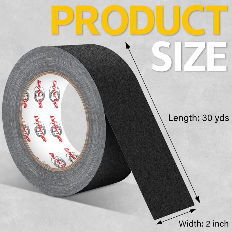 2 Pack Black Gaffers Tape 2 Inch x 30 Yards - Heavy Duty, Waterproof, No Residue, Non-Reflective, Easy Tear Gaffers Stage Tape - Multipurpose