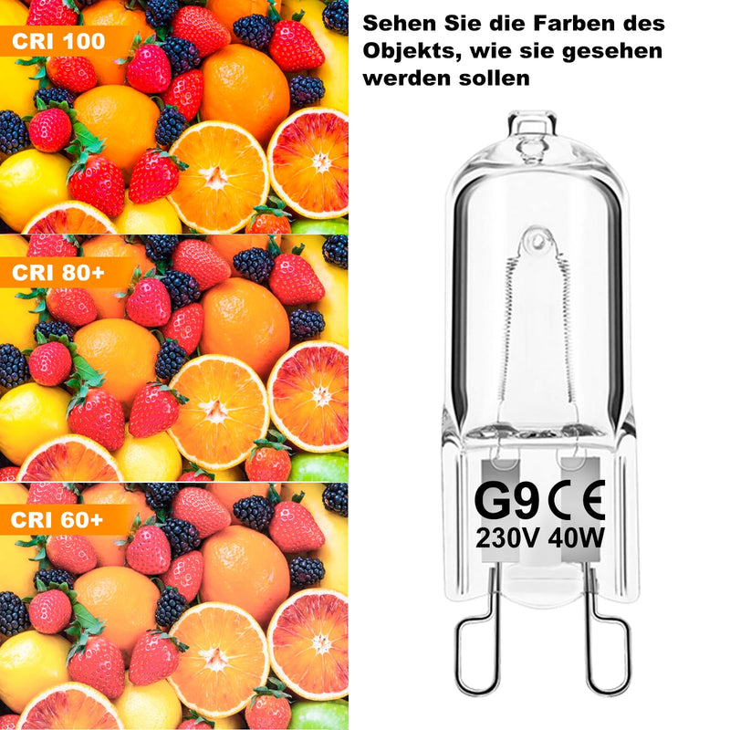 [Australia - AusPower] - Jaenmsa G9 Halogen Bulbs, Pack of 12, G9 40 W, 230 V, Dimmable Halogen Bulbs, Non-Flicker Capsule Bulbs, Warm White Lamps 2700 K for Oven Lamp, Ceiling Lights, Candlesticks 40W-12 Piece 