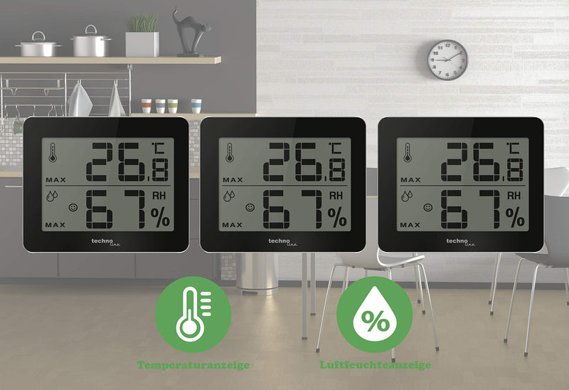 [Australia - AusPower] - Technoline WS 9450 Set of 3 Digital Thermometer Hygrometer Thermo Hygro Feel-Good Indicator Set of 3 3 x WS9450 