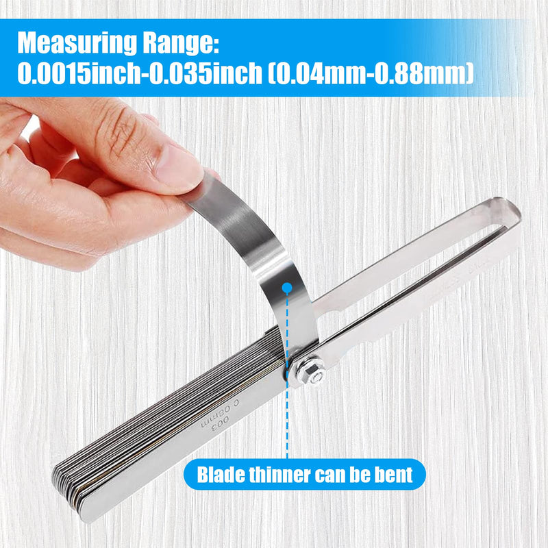 [Australia - AusPower] - 32 Blades Feeler Gauge AYWHP Stainless Steel Feeler Gauge Valve Gauge Spacer Gauge 0.04-0.88mm Thread Gauge Rangefinder Pad Metric Measuring Tool for Measuring Crack Width/Thickness 