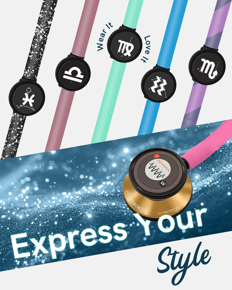 [Australia - AusPower] - FriCARE Tunable Stethoscope - Dual Head Estetoscopio for Nurses, Doctors, Paramedics, Students - FSA/HSA Eligible Stethoscopes, Hot Pink Tube, Mirror Gold Finish Chestpiece 