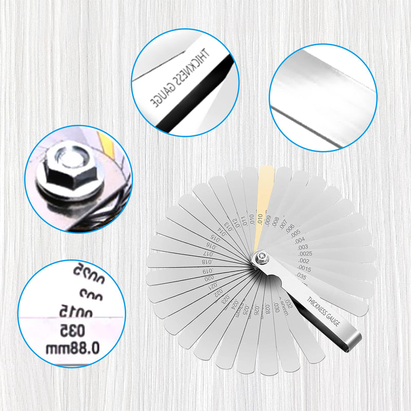 [Australia - AusPower] - 32 Blades Feeler Gauge AYWHP Stainless Steel Feeler Gauge Valve Gauge Spacer Gauge 0.04-0.88mm Thread Gauge Rangefinder Pad Metric Measuring Tool for Measuring Crack Width/Thickness 