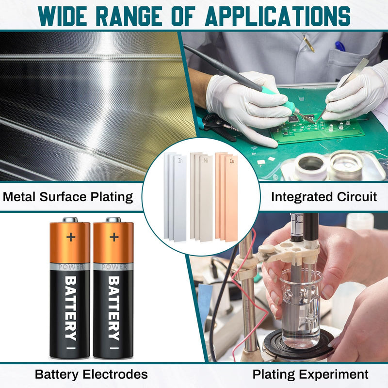 [Australia - AusPower] - Gisafai 9 Pcs Metal Electrodes Set 1 x 6 x 0.04 Inch 3 Copper Anode 3 Pure Nickel Strip 3 Zinc 99.95% Electrode Strips Plating Kit for Electroplating DIY Plating Experiment Classrooms STEM Experiments 