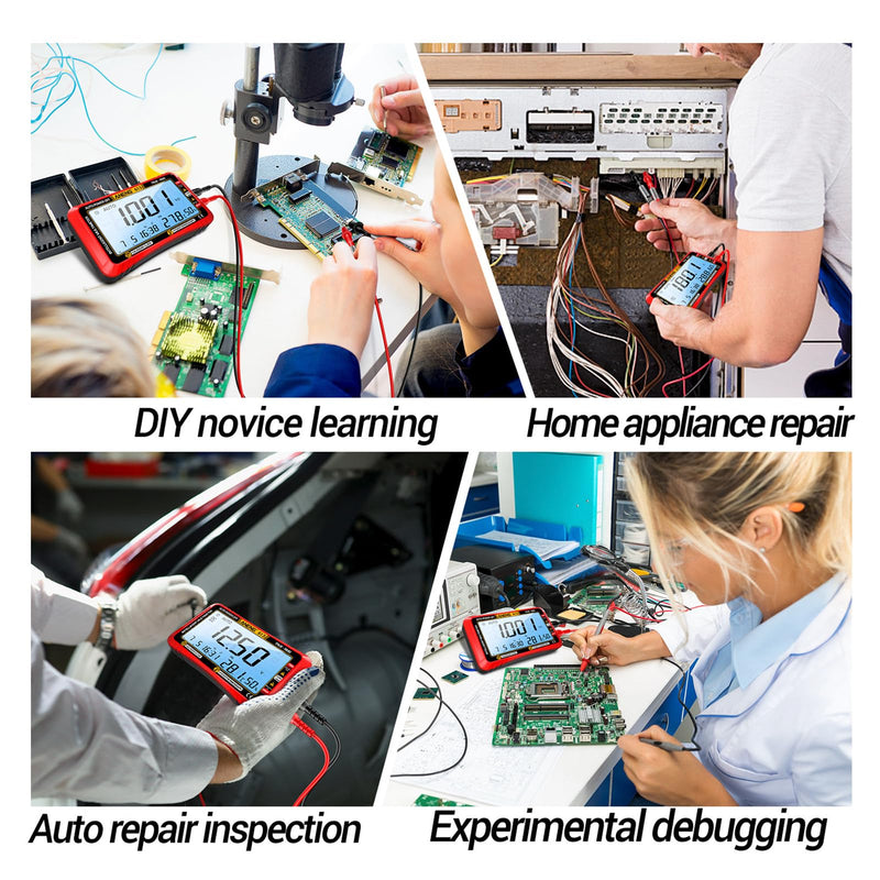 ANENG Digital Multimeter Tester,4000 Counts Voltage Tester,Auto-Ranging TRMS Volt Meter,Large LCD Ohm Meter Measures AC/DC Current,Voltage,Resistance, Diode,Continuity,Capacitance,Temperature(Red) 613 Red Large Screen
