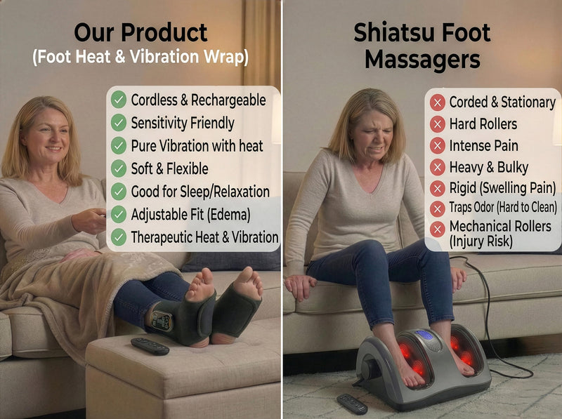 Foot Massager for Neuropathy Plantar Fasciitis Pain Relief, Cordless Heated Vibrating Cloud-Soft Ankle Wrap Feet Massage, Portable 2H Run Time, 6 Heats, 3 Modes, Auto-Off Timer, 1pcs Blackx1