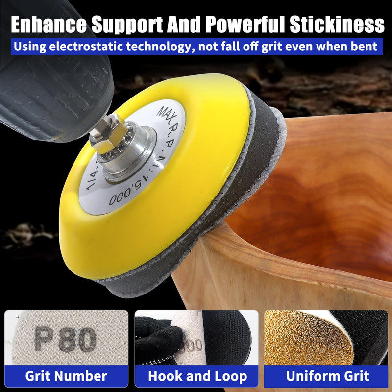 [Australia - AusPower] - Pomsare Sanding Discs 75 mm Velcro, Pack of 106 Sanding Pads, Polishing Attachment, Cordless Screwdriver, Sanding Attachment for Dremel Accessories, Drill Plates 