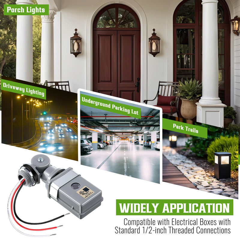 [Australia - AusPower] - 4 Pack Photocell Sensor for Outdoor Lights, 120VAC 50/60 Hz Photocell IP54 Waterproof, Swivel Mount Photocell, Dusk to Dawn Sensor Photoelectric Switch for Back Yard Lightening 
