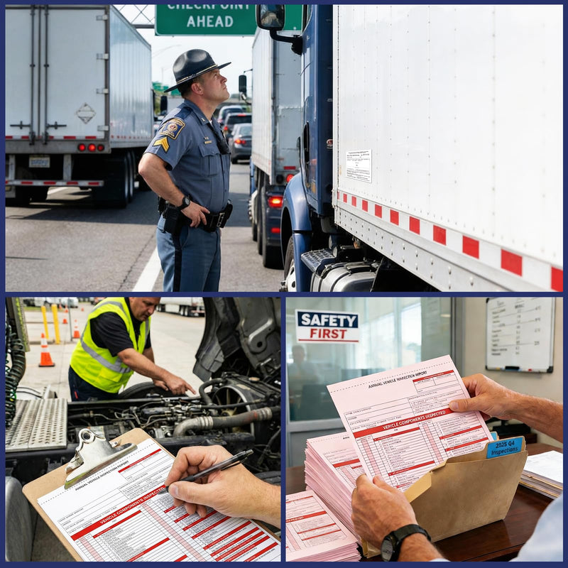 Annual Vehicle Inspection Record Kit – 3-Part NCR Report Book (30 Sets) + White Adhesive Record Labels (30) – for Trucks & Fleet Recordkeeping | Supports 49 CFR §396.17 30