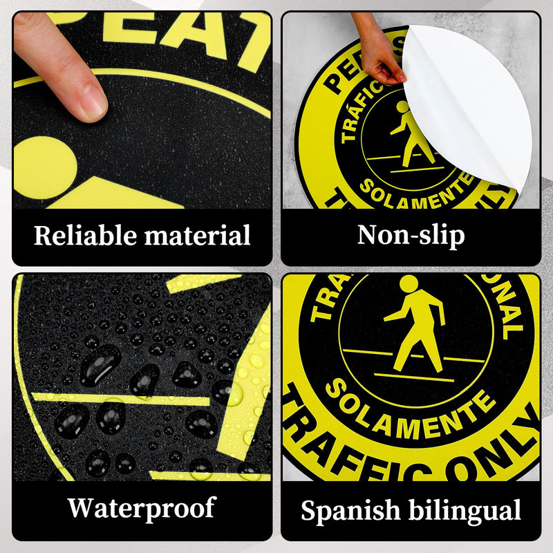 5 Pack Pedestrian Traffic Only Sign - 17 Inch Spanish Bilingual Pedestrian Only Sticker Adhesive Vinyl Label for Warehouse Worksite Office