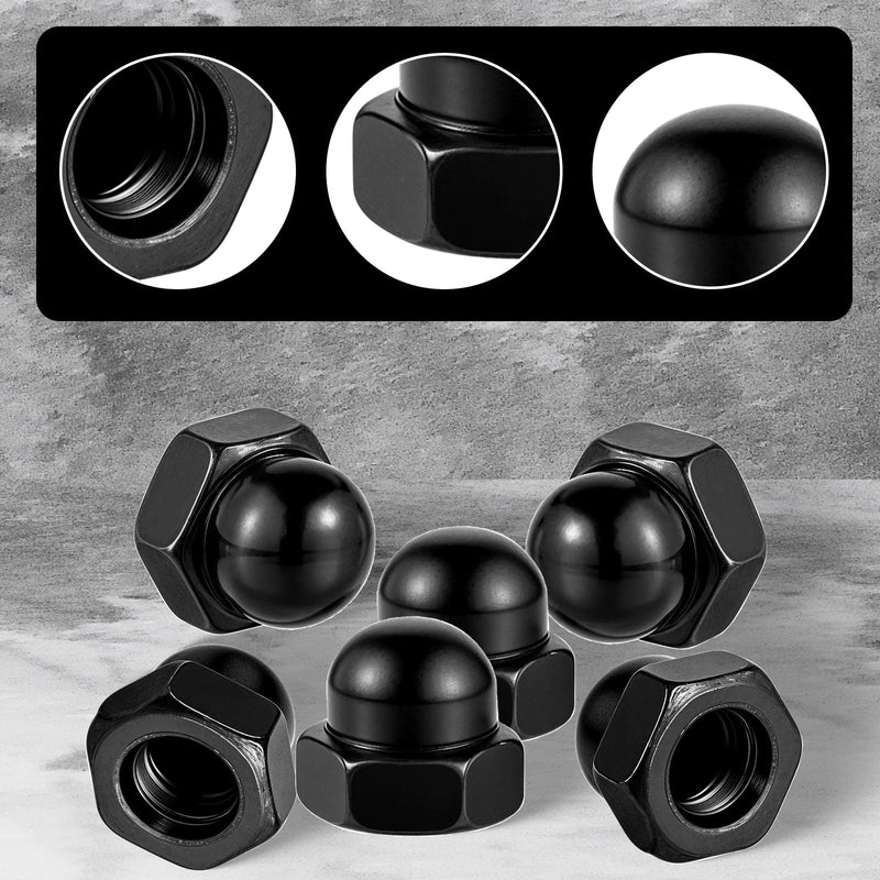 [Australia - AusPower] - M6 Black Acorn Cap Nuts M6-1.0 Dome Head Hex Nuts for Indoor Outdoor 20 Pcs Black Finish Crown Cap Nut for Bolt 