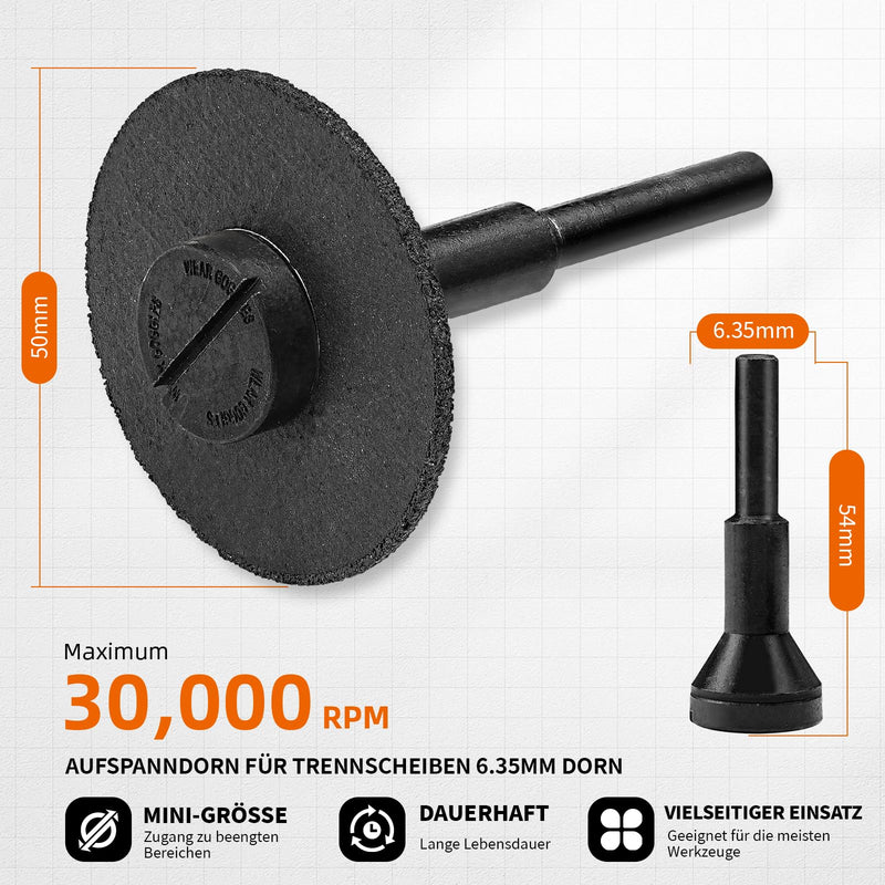 [Australia - AusPower] - SIFANG 1.0 mm Cutting Disc 50 mm Metal Cutting Disc, 50 x 10 x 1.0 mm Thin Flex Disc Straight Pack of 10 with 6.35 mm Tool Holder, for Die Grinder Cuts Steel Stainless Steel Stainless Steel Stainless 50 mm-10 pieces + shank 