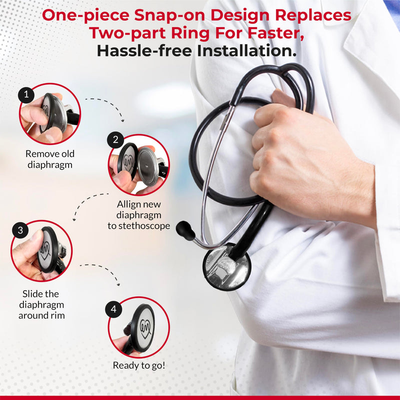 [Australia - AusPower] - Stethoscope Replacement Part Kit for Littman Master Cardiology – Fits Master Cardiology Model (Black) 