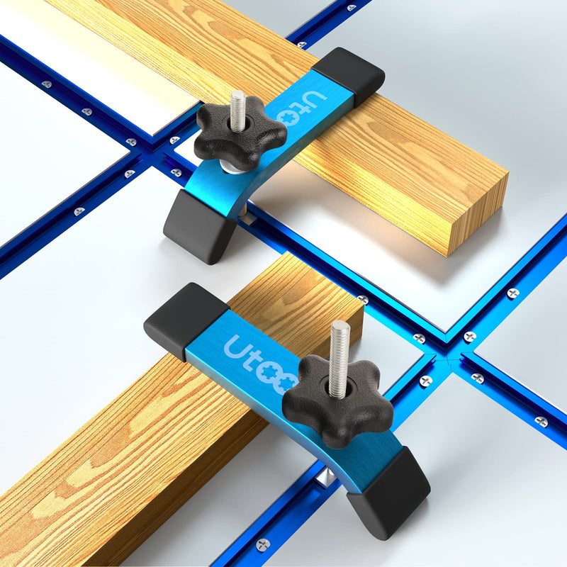 [Australia - AusPower] - UTOOL 2 Pack T-Track Hold Down Clamps Kit, 6-1/3" L x 1-1/5" Width, Heavy Duty Anodized Clamps for Woodworking, Starlight Blue ?2 PCS Clamps 