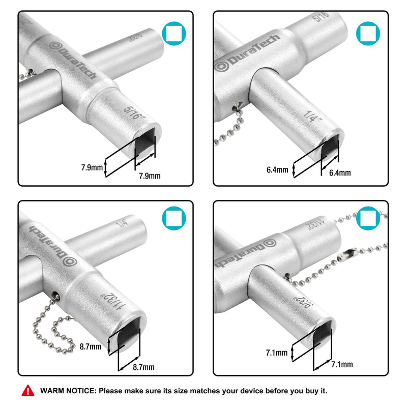 DURATECH 4 Way Sillcock Key Set, Utilities Key, Multi-functional Water Key, 2-Pack, for Valve, Faucet, and Spigots 4 Way Key & Utilities Key