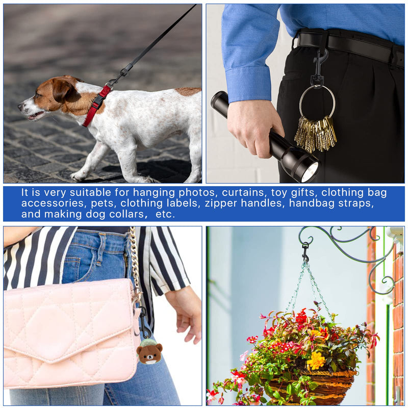 [Australia - AusPower] - 20Pcs Bolt Snap Hooks for Dog Leash Clips, Metal Heavy Duty Swivel Snap Hook Leash Hardware for Linking Dog Collar, Pet Harness, Key Chains, Purse Straps, DIY Project Black-20pcs-0.6*2.56 in 