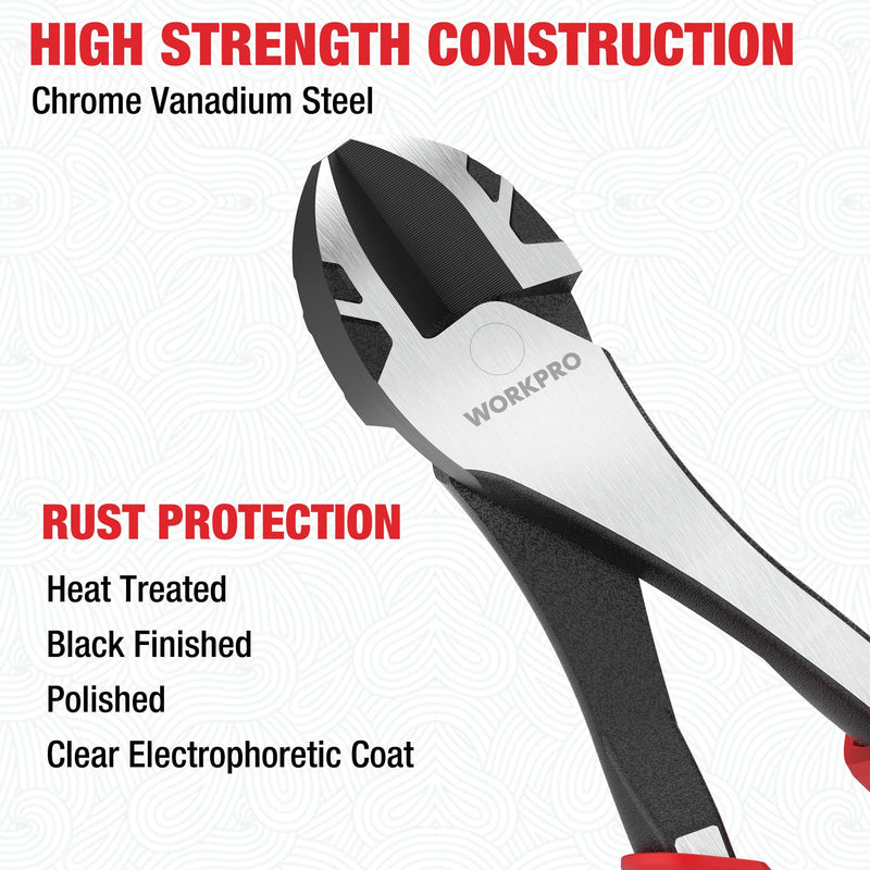 [Australia - AusPower] - WORKPRO 8 Inch High Leverage Diagonal Pliers, Wire Cutters Heavy Duty in CRV Steel, Diagonal Cutters for Cutting Wires 