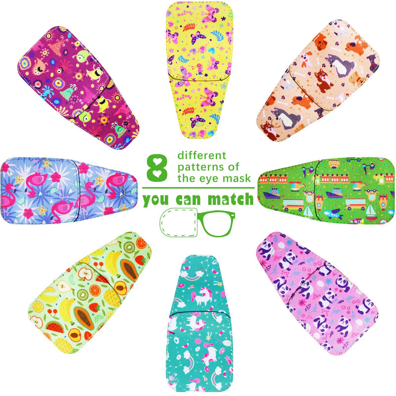 [Australia - AusPower] - 8 Pcs Eye Patches for Kids, Eyepatch for Glasses to Cover Either Eye Cartoon Eye Patching Fabric Patch for Kids Boys Girls(Cute Style) Cute Style 