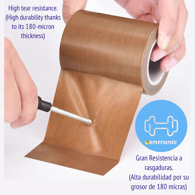 Teflon Tape 2 inch x 33 Feet x 0.18mm, 2roll Low Friction Tape High Temp Adhesive Tape,Abrasion Resistant,Surface Protection for Wood,Drawer,Cabinet,Furniture,Vacuum Sealer & Hand Impulse Sealers 2roll: 2 inch