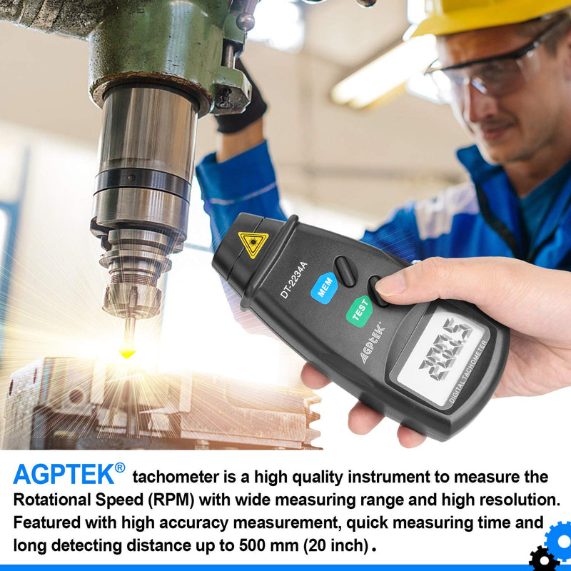 [Australia - AusPower] - FITNATE 20713A Digital Tachometer RPM Meter, Non Contact Rotation Photo, 2.5~99,999 RPM Accuracy with Batteries Included, 4 Packs of Reflective Tape, Revision Instruction 
