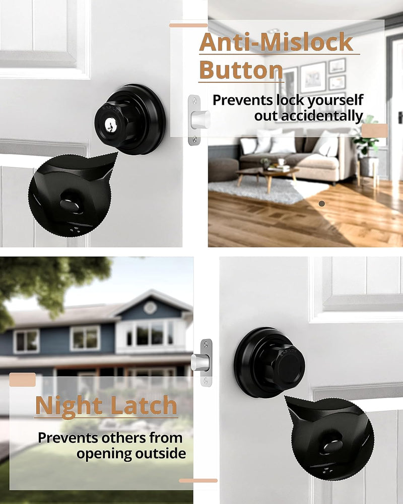 [Australia - AusPower] - EASILOK Deadbolt Lock, A3 Twist-to-Lock Keyless Single Cylinder Deadbolt Door Lock with Anti-Mislock Button for Front Door 