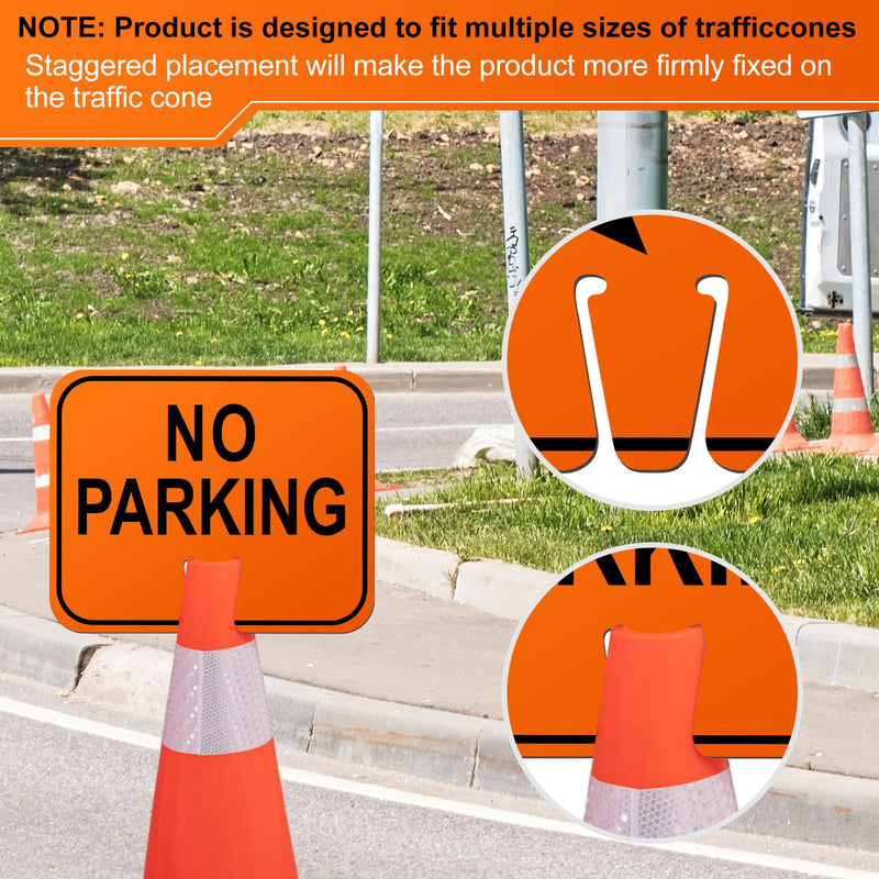 Geetery 6 Pcs Traffic No Parking Signs 12.6 x 10.4 Inch Orange Detour Signs Cone Top Traffic Road Warning Directional for Barricade Outdoor Construction