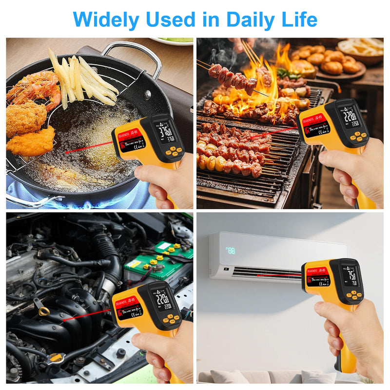 [Australia - AusPower] - Non-Contact Infrared Thermometer Gun, High Accuracy -58°F to 1472°F, Adjustable Emissivity, Ir Thermometer with Backlit LCD, Over-Temp Alarm, Laser Temperature Gun for Cooking,BBQ,HVAC JD-04 