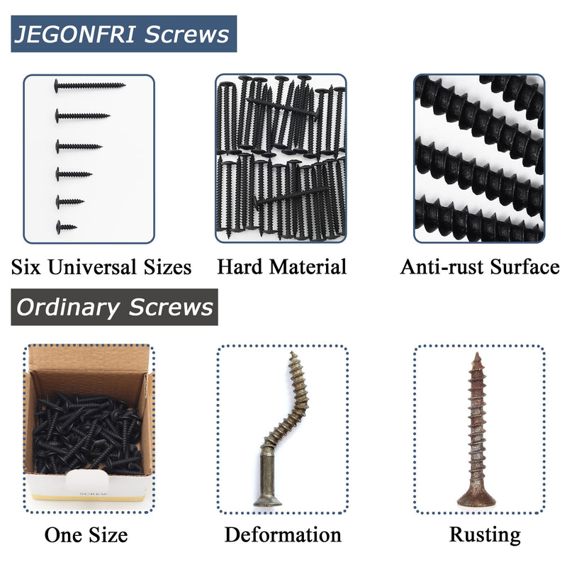 [Australia - AusPower] - #8 Modified Truss Head Black Wood Screws Assortment Kit, 132 pcs, Phillips Drive, Wood Screws, Screws, Screws Assortment, Screws Set, 6 Sizes (1/2”, 3/4”, 1”, 1-1/4”, 1-1/2”, 2”) (Black) Black Screw Kit 