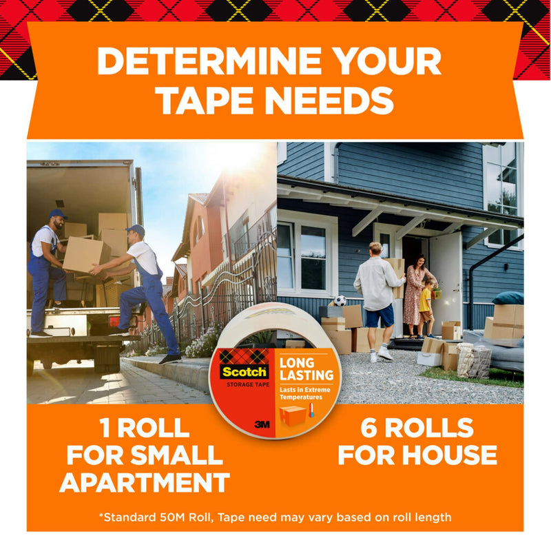 Scotch Long Lasting Storage Packing Tape, Clear, Storage Tape Withstands Extreme Temperatures, 1.88 in x 38.2 yd,4 Rolls and 4 Tape Dispensers 4 Rolls