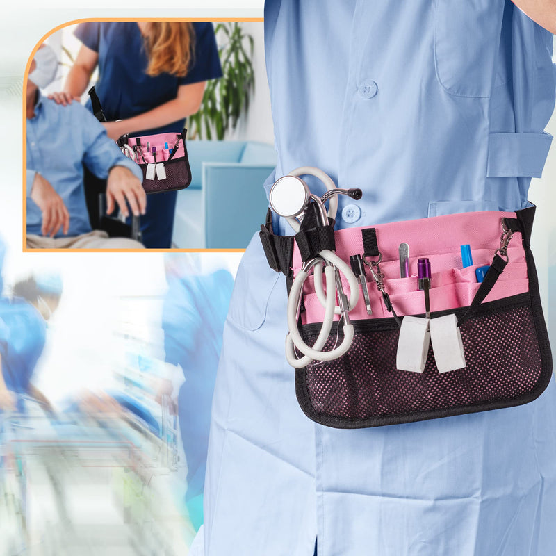 [Australia - AusPower] - Damero Nurse Fanny Pouch, Nurse Waist Pack with Tape Holder, Nurse Waist Organizer Belt for Stethoscopes, Bandage Scissors and Other Medical Supplies, Pink 