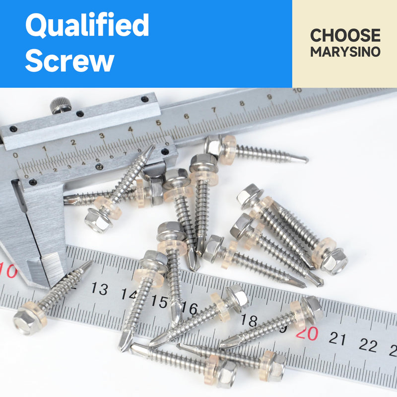 [Australia - AusPower] - Sheet Metal Screws 100Pcs #12 x 3/4" Self Tapping Screws for Metal, 410 Stainless Steel Hex Head Self Drilling Screws for Metal Plastic Wood, High-Strength Quick Self-Tapping Screws by Marysino 3/4" Silver (#12) 