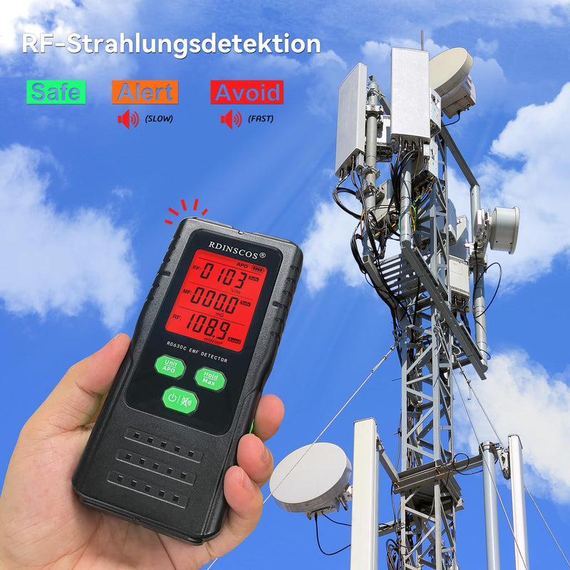 [Australia - AusPower] - (RD630C) EMF Metre Radiation Detector Digital Electromagnetic Fields Handheld EF/MF/RF Electromagnetic Radiation Metre with LCD EMF Inspections RD630C Color 