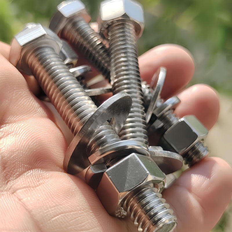 [Australia - AusPower] - (4 Sets) 3/8-16x5 Stainless Steel Hex Head Screws Bolts, Nuts, Flat & Lock Washers, 18-8 (304) S/S, Fully Threaded by Bolt Fullerkreg (4 Sets) 3/8x5" 