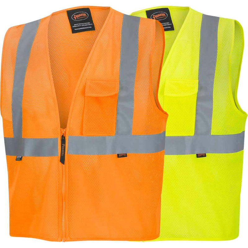 Pioneer Hi Vis Mesh Safety Vest for Men & Women - Reflective Tape - Class 2 - Traffic, Public Safety, Security - Orange