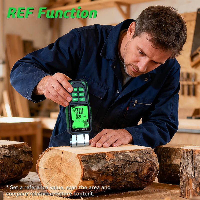 [Australia - AusPower] - RDINSCOS Pinless Moisture Meter for Wood, Cement, Floors, Drywall, Concrete and Plaster – Non-Invasive Digital Damp Detector with 40mm Depth, REF Mode, Backlit LCD, for Home and Professional Use MT75 