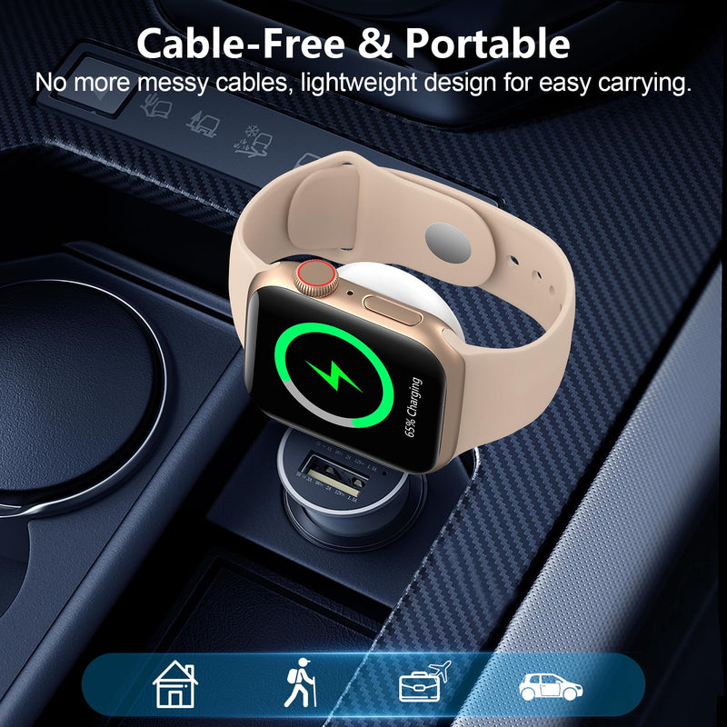 [Australia - AusPower] - 𝟐𝟎𝟐𝟒 𝐔𝐩𝐠𝐫𝐚𝐝𝐞 for Apple Watch Charger,Magnetic Portable iWatch Charger USB C&USB A Fast Wireless Charging Travel Battery Charger for iWatch Ultra2/Ultra/SE2/SE Series 9/8/7/6/5/4/3/2/1 AA-White 