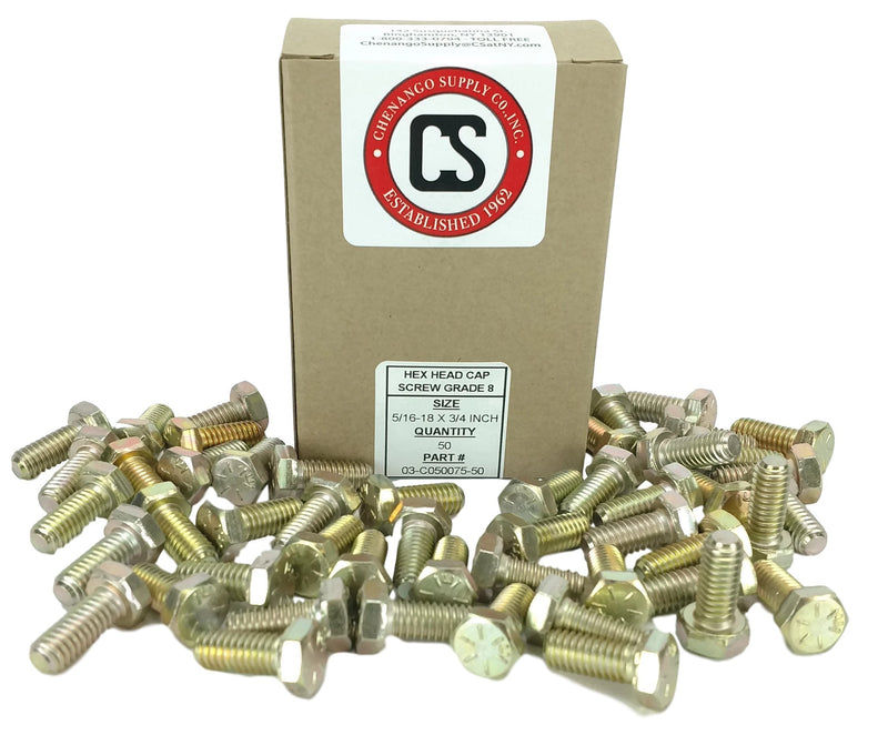 [Australia - AusPower] - 5/16-18 x 3/4" Hex Head Bolts, Grade 8 (3/4" to 4" Lengths in Listing) Hex Head Cap Screws (5/16-18x3/4 (50pcs)) 5/16-18x3/4 (50pcs) 